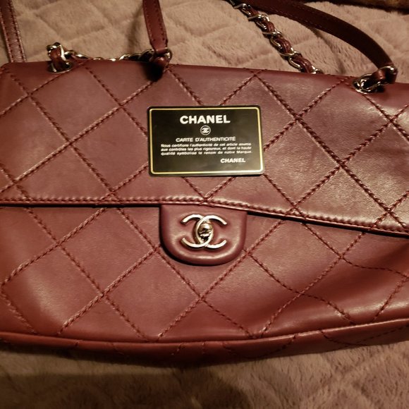 CHANEL Handbags - CHANEL 25 Quilted Silver Hardware Lamb Burbundy